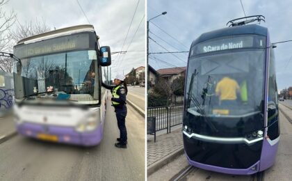 Poliţiştii rutieri au controlat zeci de şoferi de autobuze şi vatmani