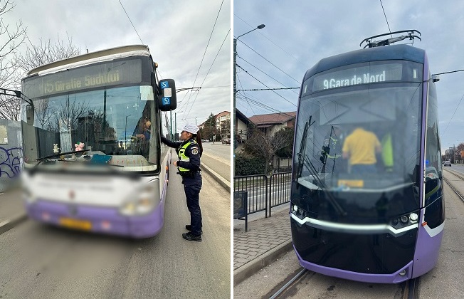 Poliţiştii rutieri au controlat zeci de şoferi de autobuze şi vatmani