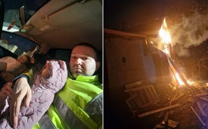 Îngerii salvatori au fost aproape. Trei copilaşi din Liebling, scoşi de poliţişti din casa cuprinsă de incendiu