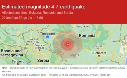 Cutremur puternic în Gorj! S-a simțit și la Timișoara