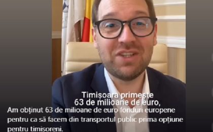 Dominic Fritz: "Am o veste extraordinară pentru voi. Timişoara primeşte 63 de milioane de euro, bani cu care vom schimba toată flota de transport public"