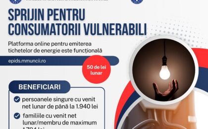 Aplicația EPIDS, destinată acordării voucherelor pentru plata facturilor la energie, este accesibilă