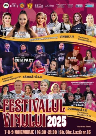 Festivalul Vinului, la Timişoara: trei zile de petrecere, cu vinuri pe toate gusturile, preparate tradiţionale şi artişti îndrăgiţi în tot Banatul 1 Festivalul Vinului, la Timişoara: trei zile de petrecere, cu vinuri pe toate gusturile, preparate tradiţionale şi artişti îndrăgiţi în tot Banatul