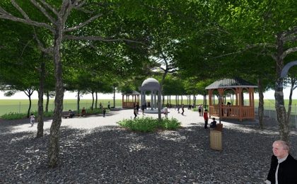 Parc tematic dedicat literaturii și poeziei într-o comună timișeană. Mini-amfiteatru cu ecran video și proiector