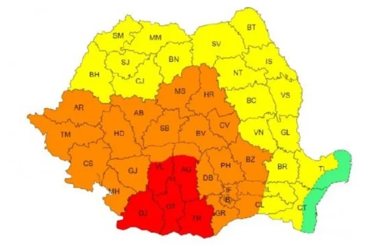 Avertizări meteo de căldură excesivă. Cod portocaliu în vestul țării 3 harta 2 1