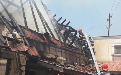 Incendiu violent la o casă din vestul țării