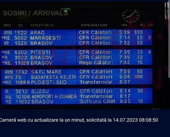 Trenuri blocate în drum spre București. Cel din Arad are întârziere 330 de minute