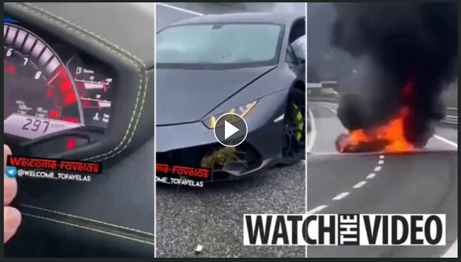 Video! Un șofer a închiriat un Lamborghini și a condus cu 320 km/h pe autostradă. A făcut accident, iar bolidul a ars