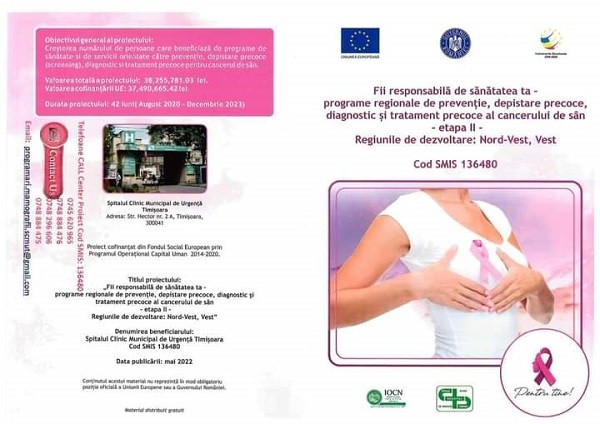 Mamografii gratuite pentru femeile din Regiunea Vest, la Timișoara