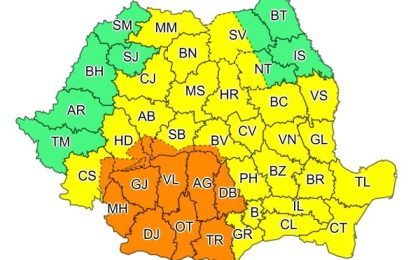 Avertizare meteo: Cod galben și portocaliu în aproape toată România. Ploi torențiale, vijelii și descărcări electrice