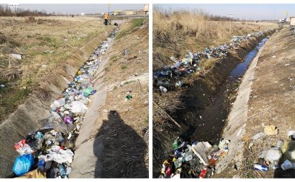 Mizerie de nedescris, pe marginea autostrăzii lângă Lugoj, unde șoferii aruncă tone de gunoaie în fiecare săptămână