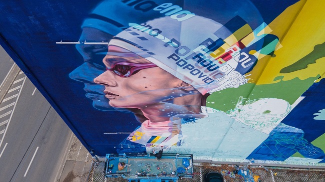 Timișoara dezvăluie muralul dedicat lui David Popovici