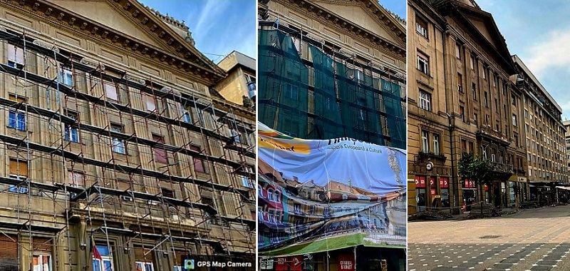 Colterm a demontat schela și bannerul din Piața Victoriei care făcea reclamă la Timișoara 2023 Capitală Europeană a Culturii