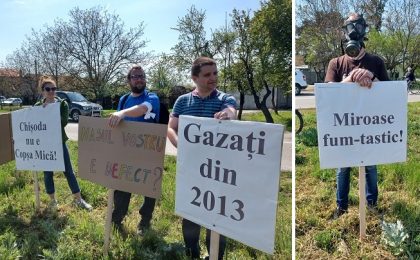 Protest la Chișoda! Atenția, îndreptată spre poluarea produsă de fabrica de reciclare a cauciucului din Calea Șagului