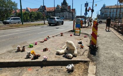 Peste 100 de locatari din zona Gării de Nord din Timișoara au participat la “protestul jucăriilor”