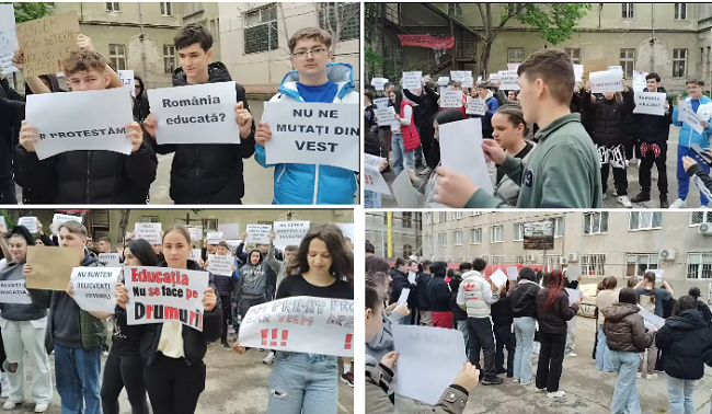 Protest al elevilor Liceului Tehnologic de Vest din Timișoara împotriva deciziei viceprimarului Ruben Lațcău de a-i reloca în altă școală