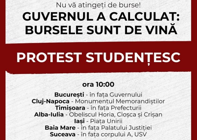 Protest la Timișoara. Studenții sunt nemulțumiți de noul mod de calcul al burselor