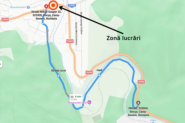 Două săptămâni de circulație cu restricții în Bocșa. Rute ocolitoare