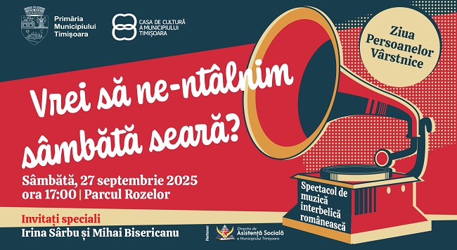 „Vrei să ne-ntâlnim sâmbătă seara?” Spectacol pentru seniorii Timişoarei, în Parcul Rozelor