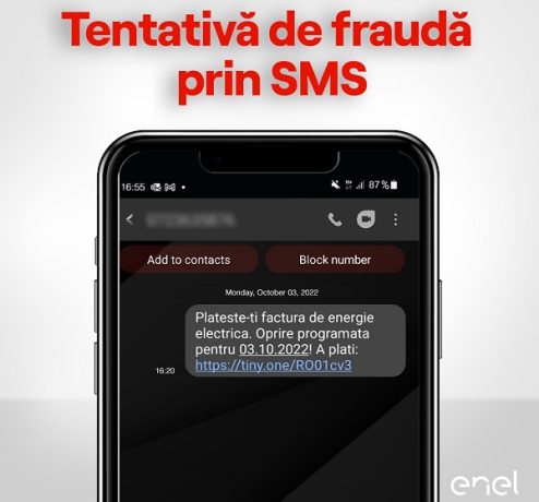 Atenție! Mesaje false transmise în numele Enel România
