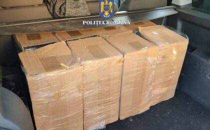 Țigări de contrabandă confiscate de polițiștii din vestul țării
