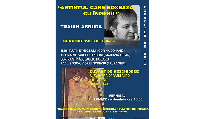 Traian Abruda şi o parte din lucrările sale. Un mare şi meritat semn de neuitare
