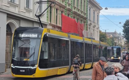 Haos în trafic, tramvaie blocate în zona centrală a Timişoarei. Foto